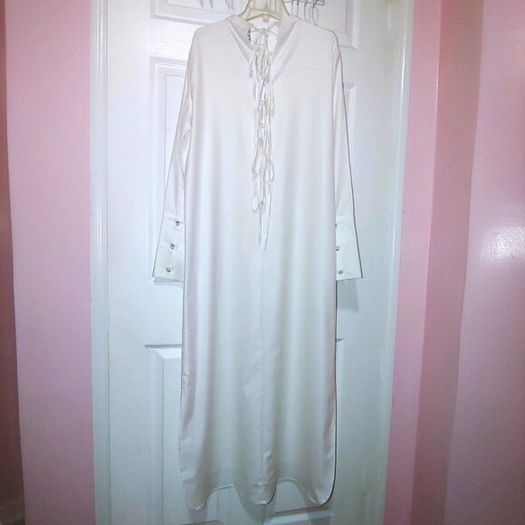 NWT 87Origins Linen Maxi Tunic Dress White Maxi Shirt Dress 100% linen caftan 6 - Picture 6 of 9